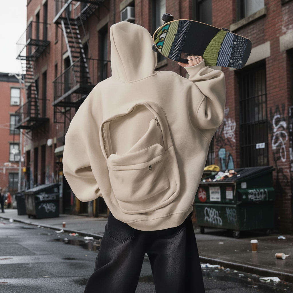 السويت شيرت الجديد  بالكابيشون و شكارة مدموجة فالظهر 🔥