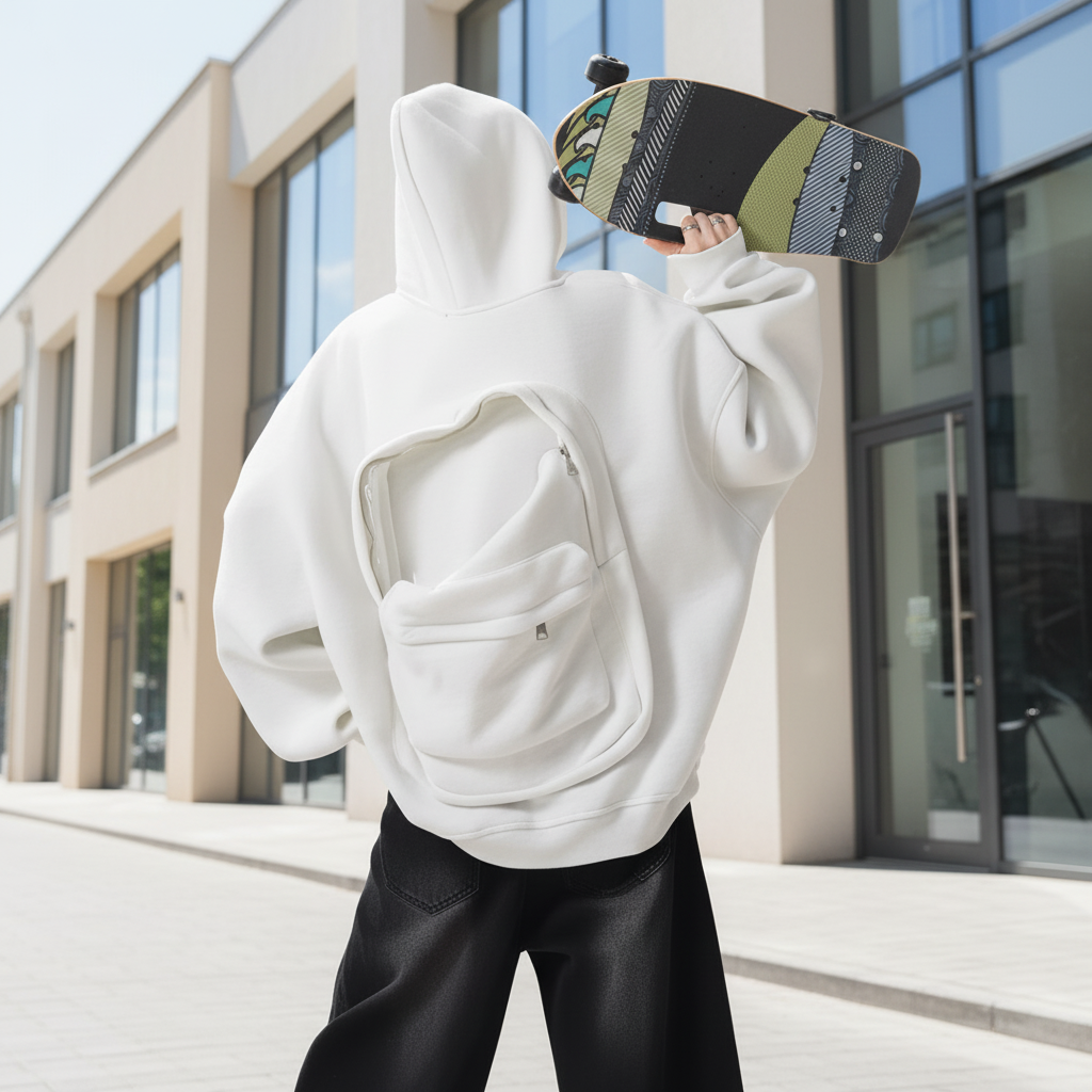 السويت شيرت الجديد  بالكابيشون و شكارة مدموجة فالظهر 🔥